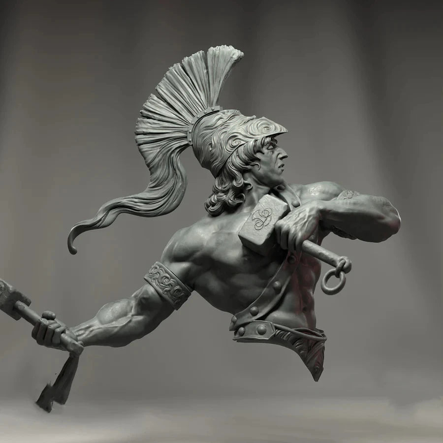 1/10 Ancient Greek Hoplite with Battle Axe, Resin Model Bust Kit, Unassembled and Unpainted