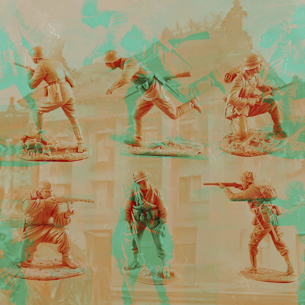 1/35 WWII Soviet Infantry Charging Forward, 6 Figures, Resin Model Figure Kit, Unassembled and Unpainted