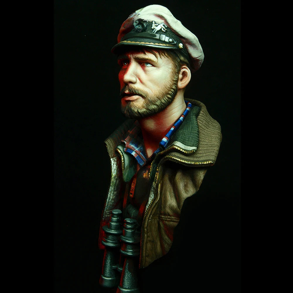 1/10 WWII German Submarine Captain, Resin Model Bust Kit, Unassembled and Unpainted