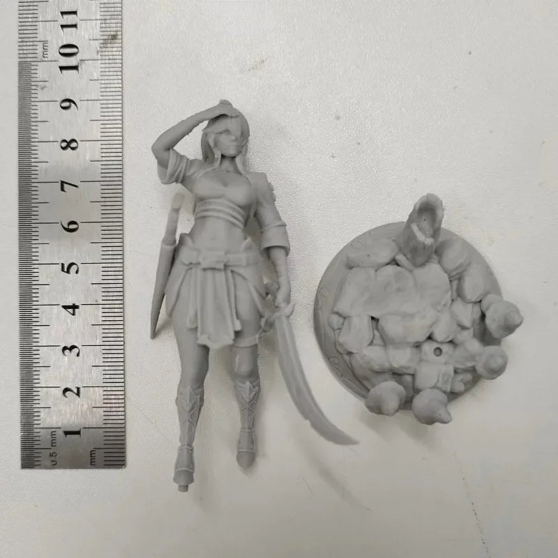 1/24 Hooded Shieldmaiden with Sword, Resin Model Figure Kit, Fantasy Theme, Unassembled and Unpainted