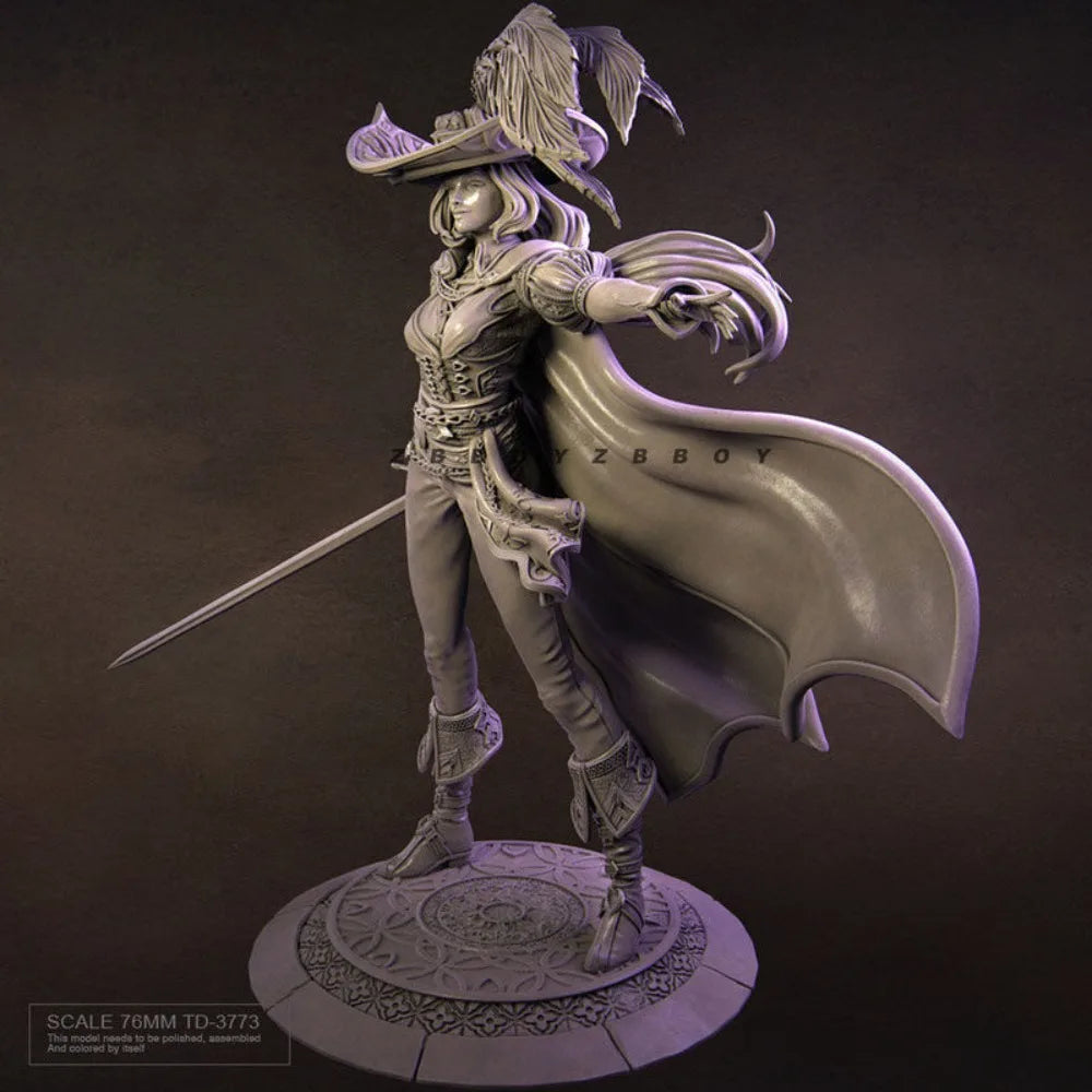 76mm Female Pirate Swordsman, Resin Model Figure Kit, Fantasy Theme, Unassembled and Unpainted