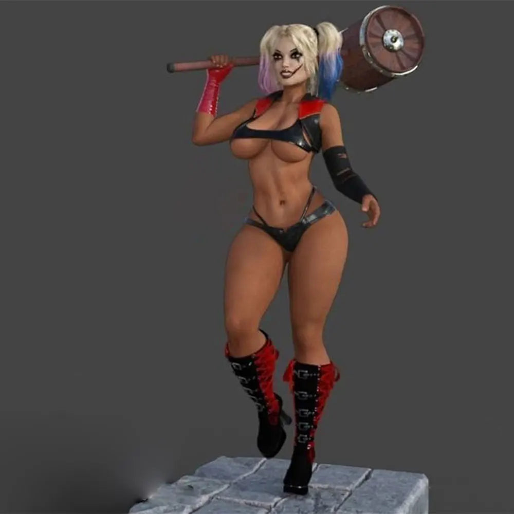 1/24 Blonde Pin-up Warrior with Axe, Resin Model Figure Kit, Unassembled and Unpainted