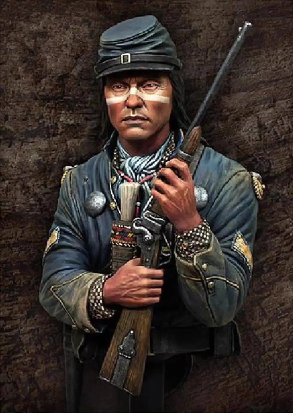 1/10 WWII German Officer with Rifle and Glasses, Resin Model Bust Kit, Unassembled and Unpainted