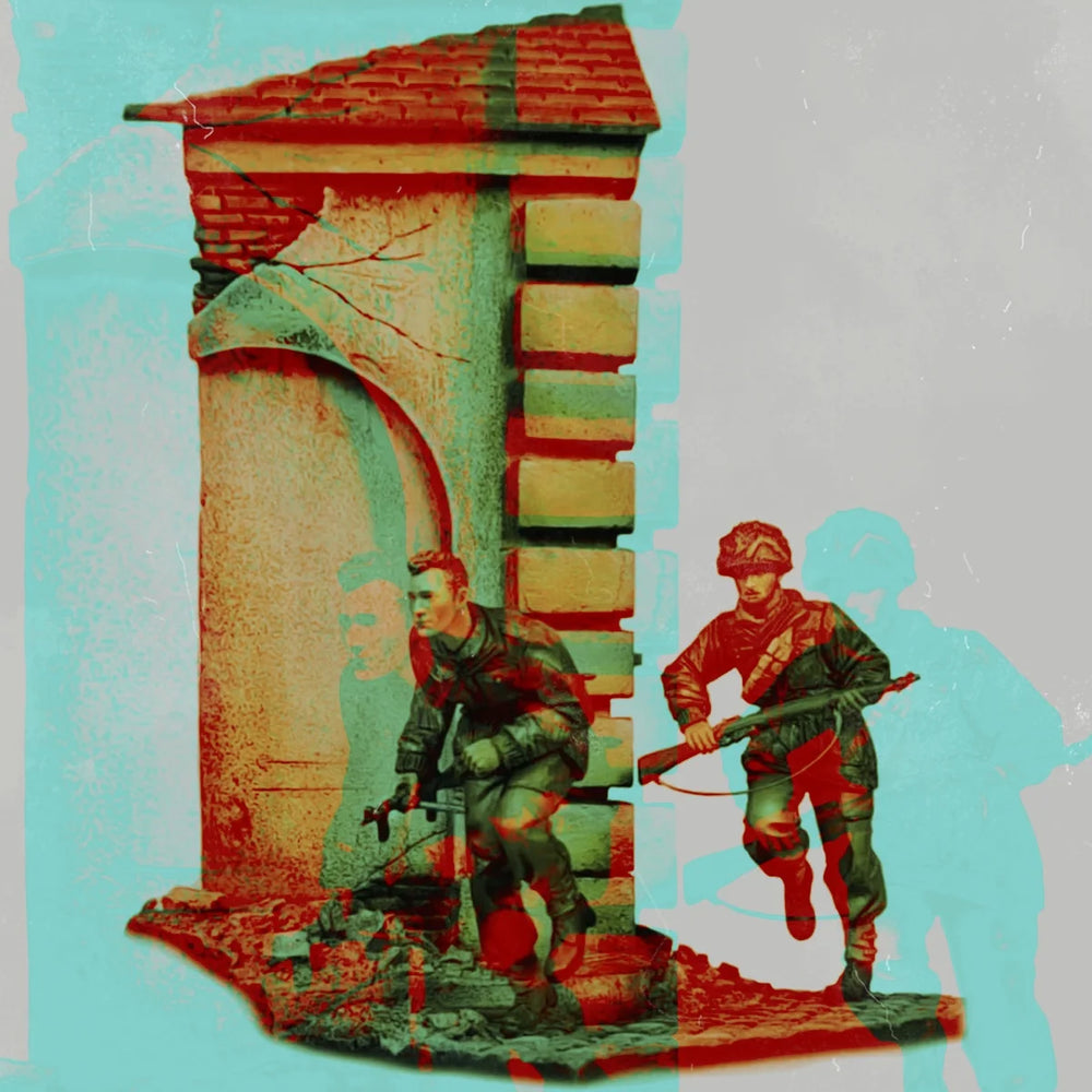 1/35 WWII British Paratroopers Combat Scene, 3 Figures, Resin Model Diorama Kit, Unassembled and Unpainted