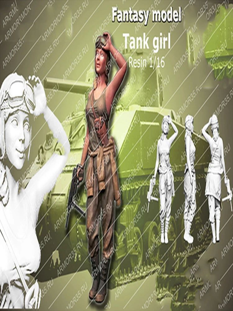 1/16 Tank Girl, Resin Model Figure Kit, Fantasy Theme, Unassembled and Unpainted