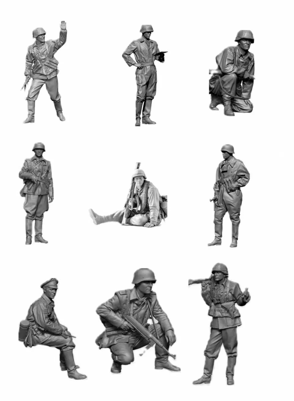 1/35 Modern Infantry Squad with Body Armor, 9 Figures, Resin Model Figure Kit, Unassembled and Unpainted