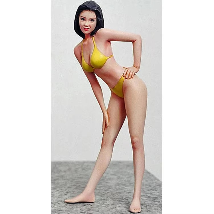 1/12 Dark-Haired Pin-Up in Gold Bikini, Resin Model Figure Kit, Unassembled and Unpainted