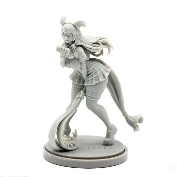 38mm Pink-Haired Anime Girl with Cat Ears and Toy, Resin Model Figure Kit, Anime Theme, Unassembled and Unpainted