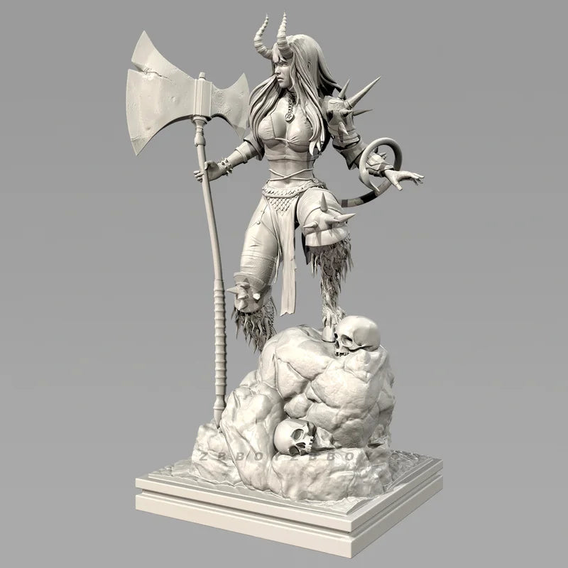 75mm Demon Queen Warrior, Resin Model Figure Kit, Fantasy Theme, Unassembled and Unpainted