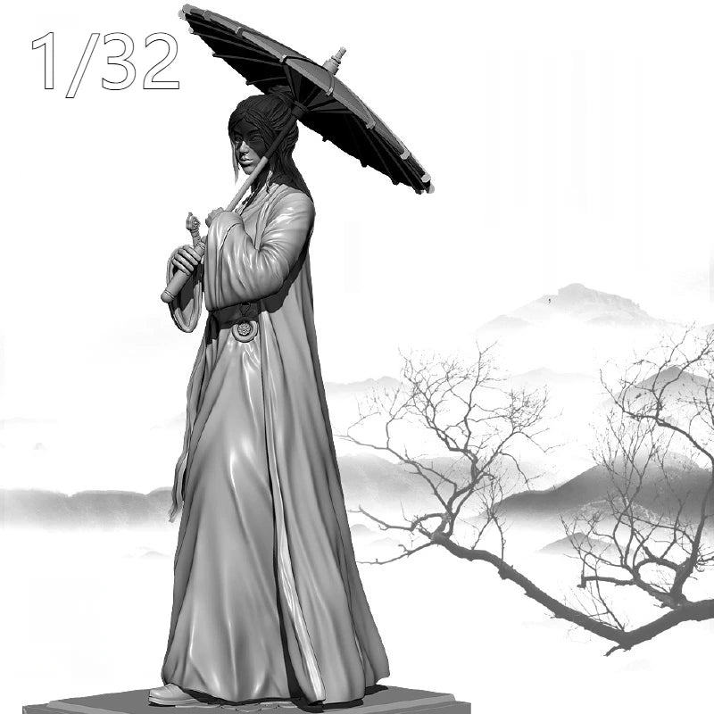 1/32 Ancient Jianghu Woman, Resin Model Figure Kit, Unassembled and Unpainted