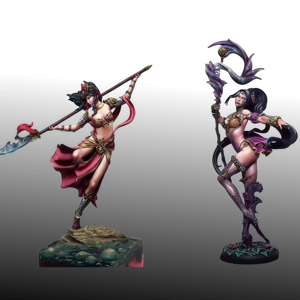 1/24 Warrior Lunging with Glaive and Cape, Resin Model Figure Kit, Fantasy Theme, Unassembled and Unpainted