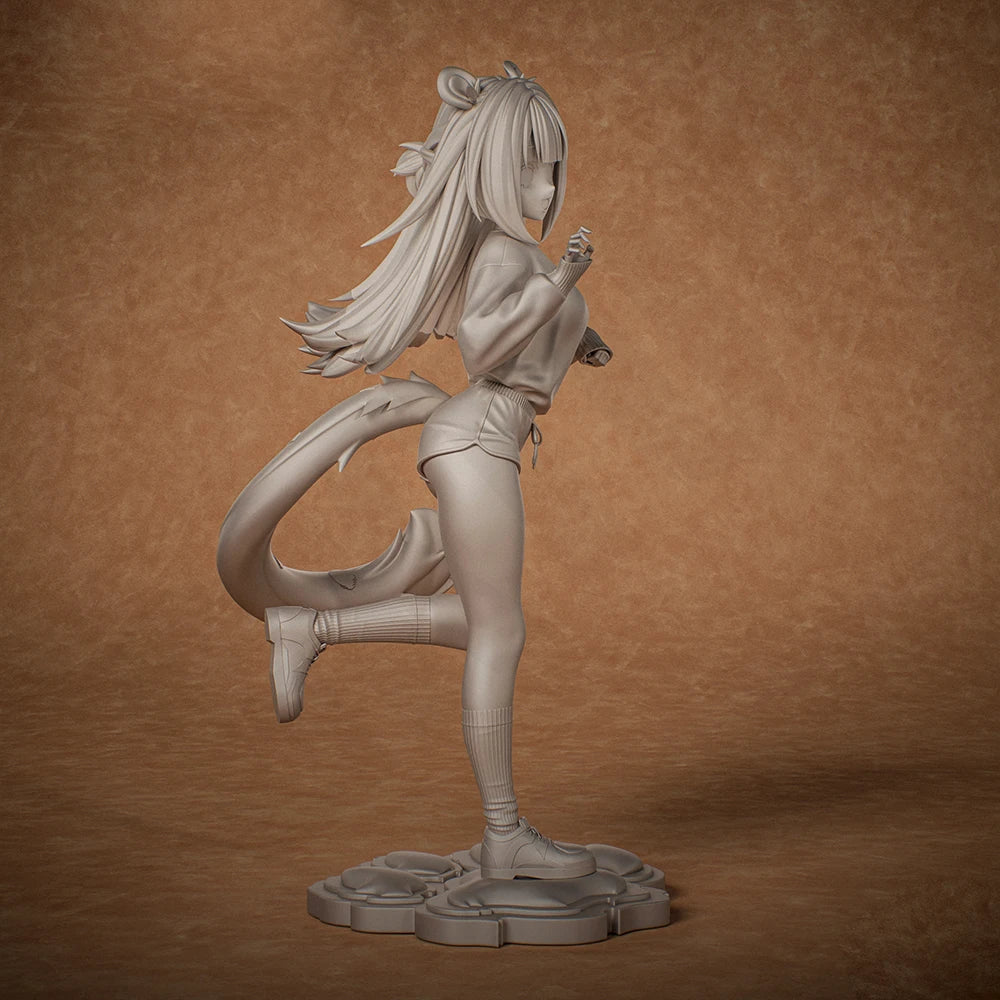 1/24 Cat Girl Kneeling with Tail, Resin Model Figure Kit, Anime Theme, Unassembled and Unpainted