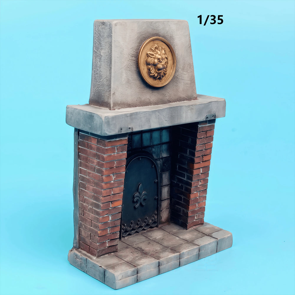 1/35 European Fireplace, Resin Model Terrain Kit, Historical Theme, Unpainted