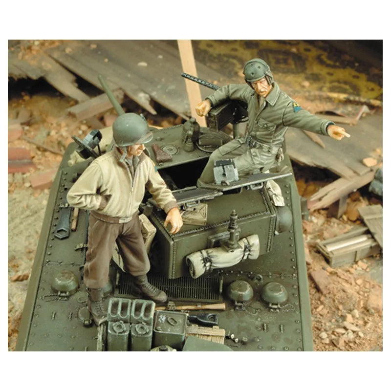 1/35 WWII Allied US Tank Crew, 3 Figures, Resin Model Figure Kit, Unassembled and Unpainted