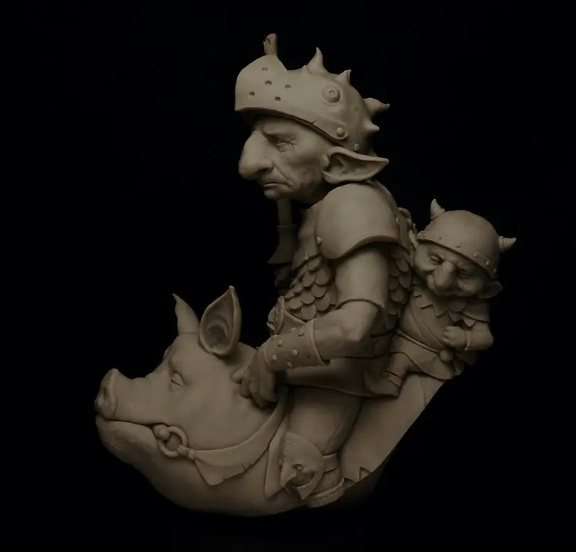 1/12 Elf Warrior with Horned Crown and Staff, Resin Model Bust Kit, Fantasy Theme, Unassembled and Unpainted
