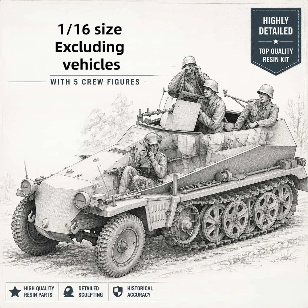 1/16 WWII German Assault Squad, 4 Figures, Resin Model Figure Kit, Unassembled and Unpainted