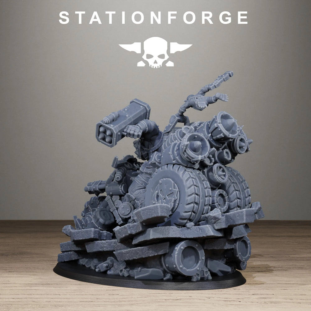 32mm Grimdark Ork Biker Boss, Resin Model Figure Kit, Sci-Fi Theme, Unassembled and Unpainted