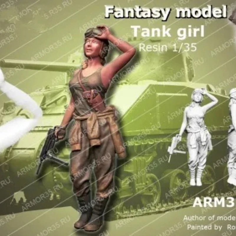 1/35 Tank Girl, Resin Model Figure Kit, Fantasy Theme, Unassembled and Unpainted
