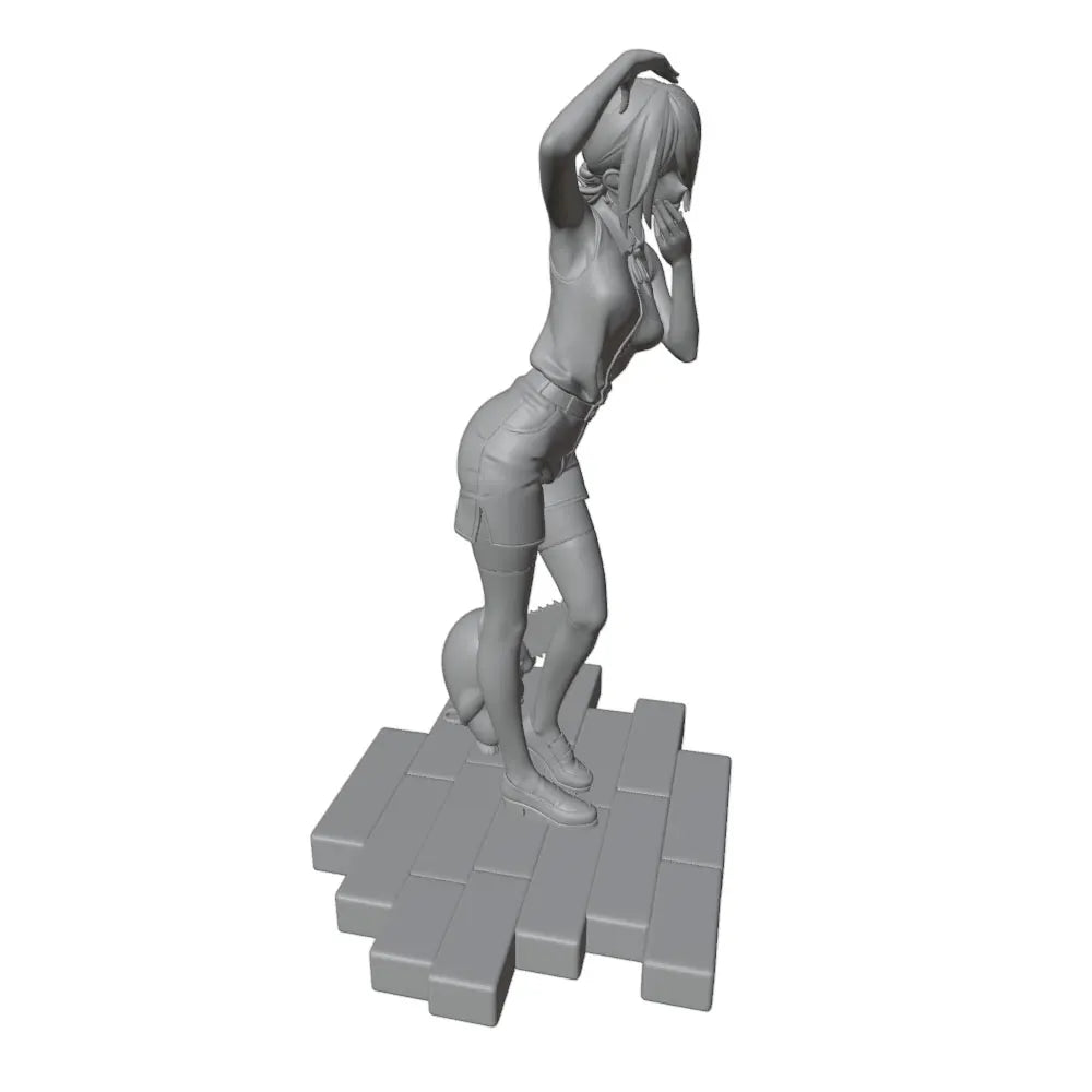 1/24 Anime Girl with Hands-to-Hair Pose, Resin Model Figure Kit, Unassembled and Unpainted