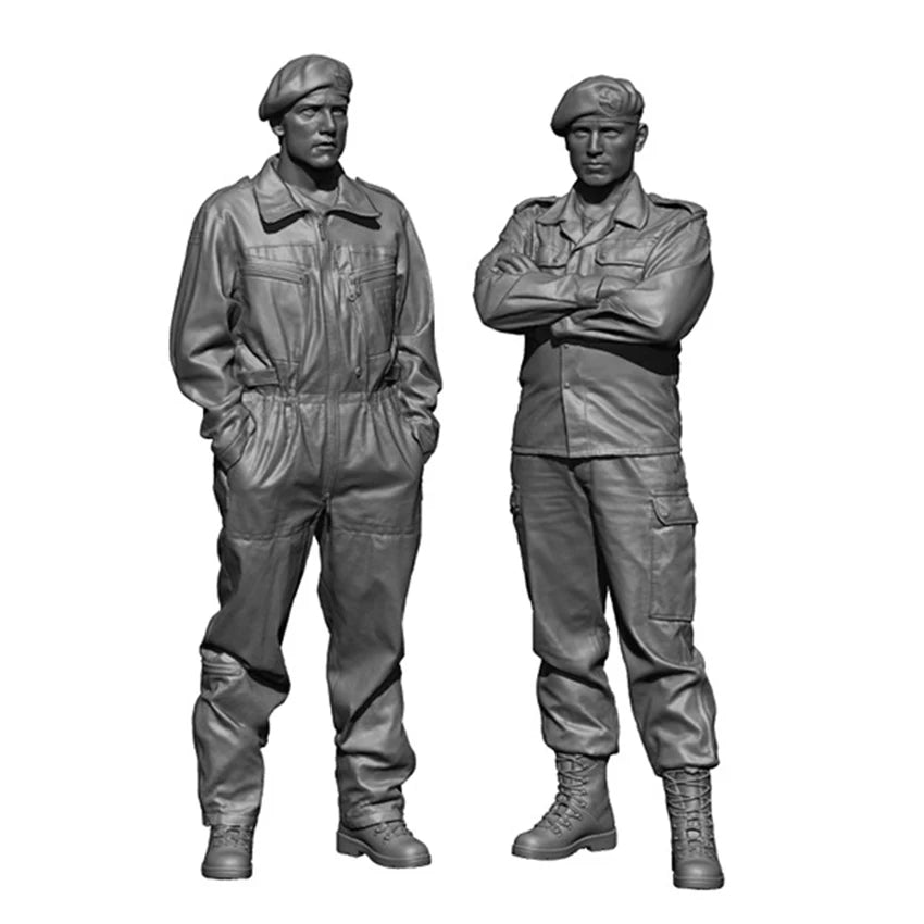 1/35 Modern German Panzer Crew Soldiers, 2 Figures, Resin Model Figure Kit, Unassembled and Unpainted