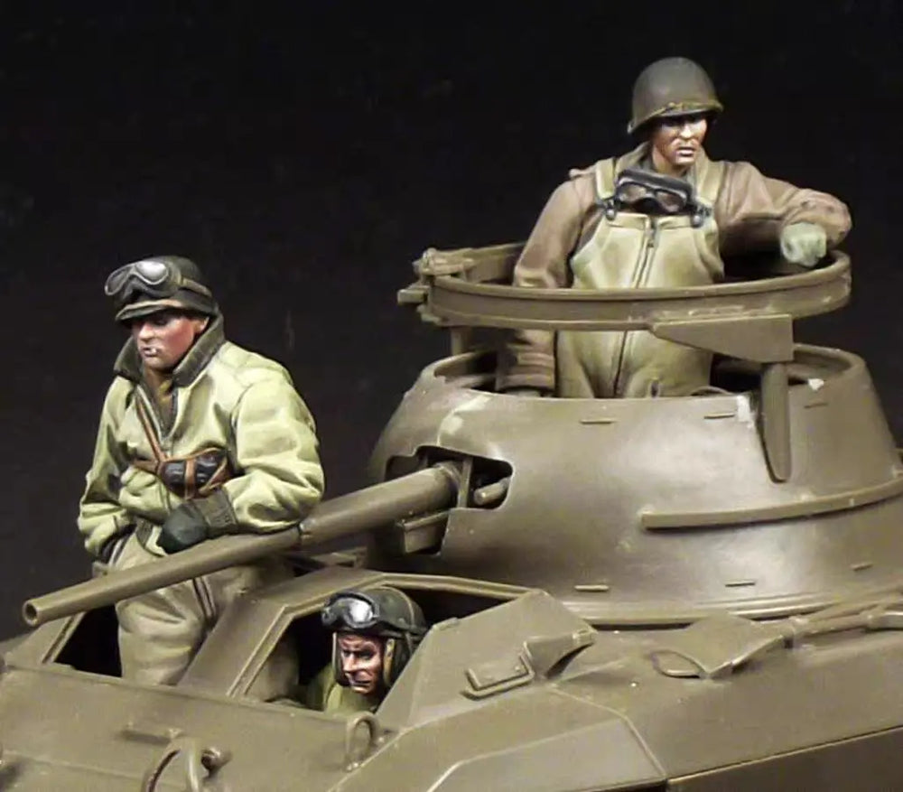 1/35 WWII US Tank Crew North Africa, 3 Figures, Resin Model Figure Kit, Unassembled and Unpainted