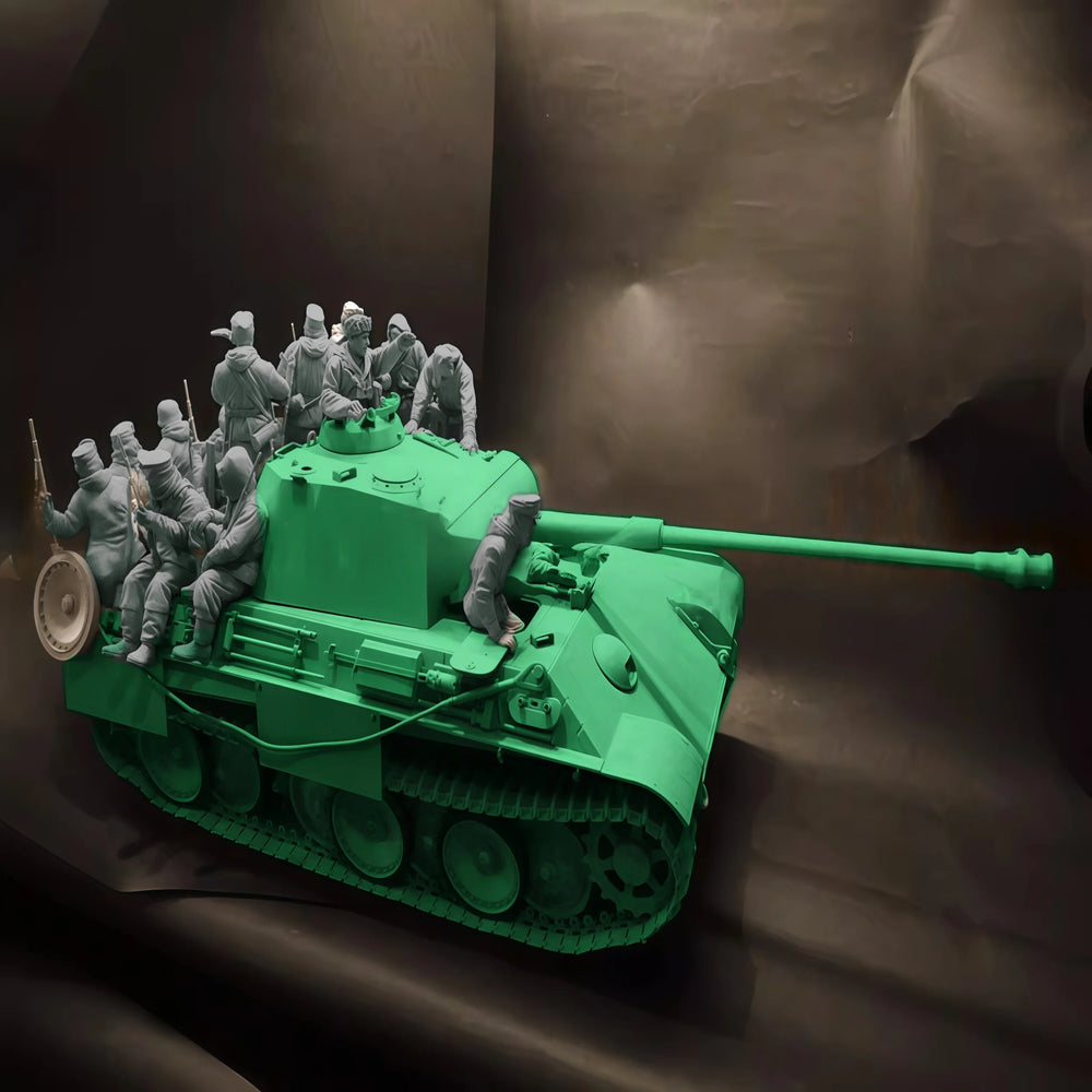 1/16 WWII Soviet T-34 Tank Combat, 16 Figures, Resin Model Figure Kit, Unassembled and Unpainted