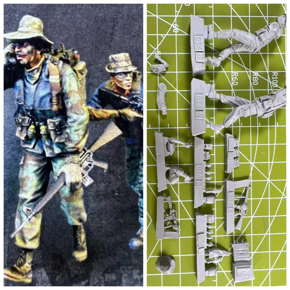 1/35 Modern US Colonial Infantry Advancing with Pith Helmets, 2 Figures, Resin Model Figure Kit, Unassembled and Unpainted