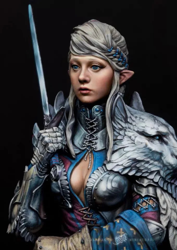 1/10 Female Elf Warrior, Resin Model Bust Kit, Fantasy Theme, Unassembled and Unpainted