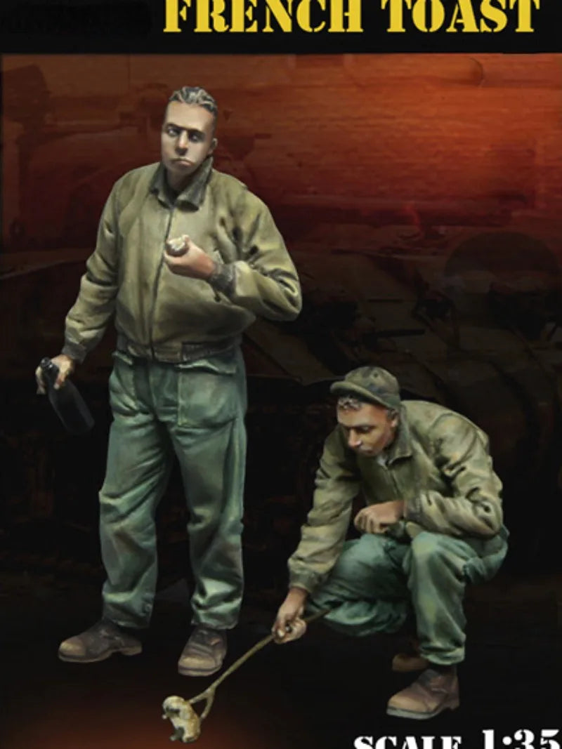 1/35 WWII US Soldiers Field Barbecue, 2 Figures, Resin Model Diorama Kit, Unassembled and Unpainted