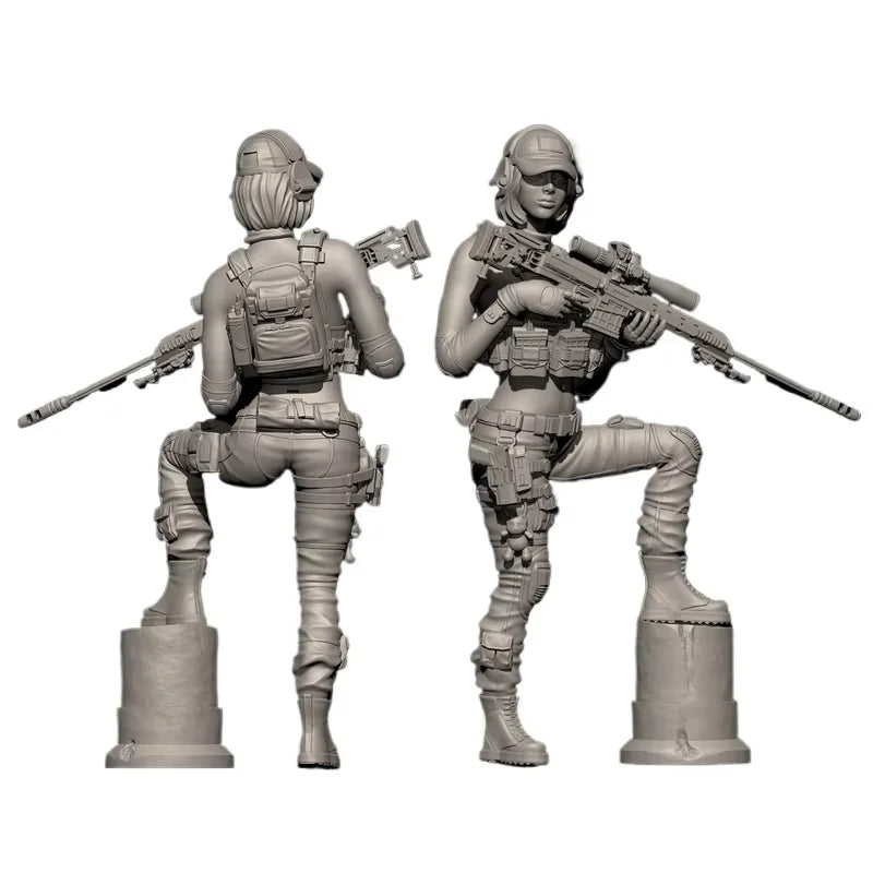 Modern Female Tactical Operators, 2 Figures, Resin Model Figure Kit, Unassembled and Unpainted