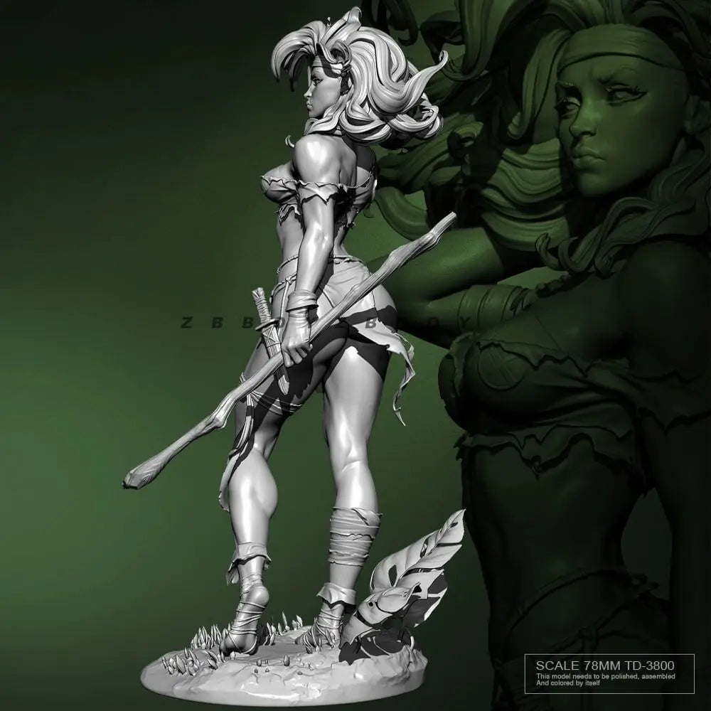 75mm Wasteland Female Hunter, Resin Model Figure Kit, Fantasy Theme, Unassembled and Unpainted