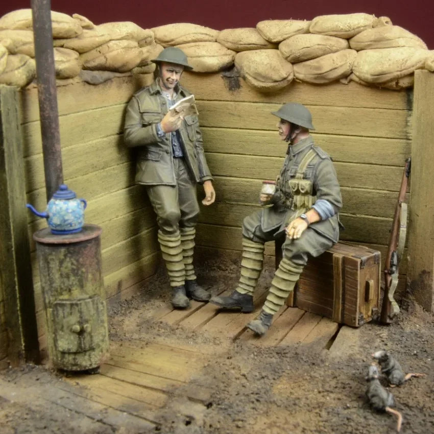 1/35 WWI British Infantry Soldier, 2 Figures, Resin Model Figure Kit, Unassembled and Unpainted
