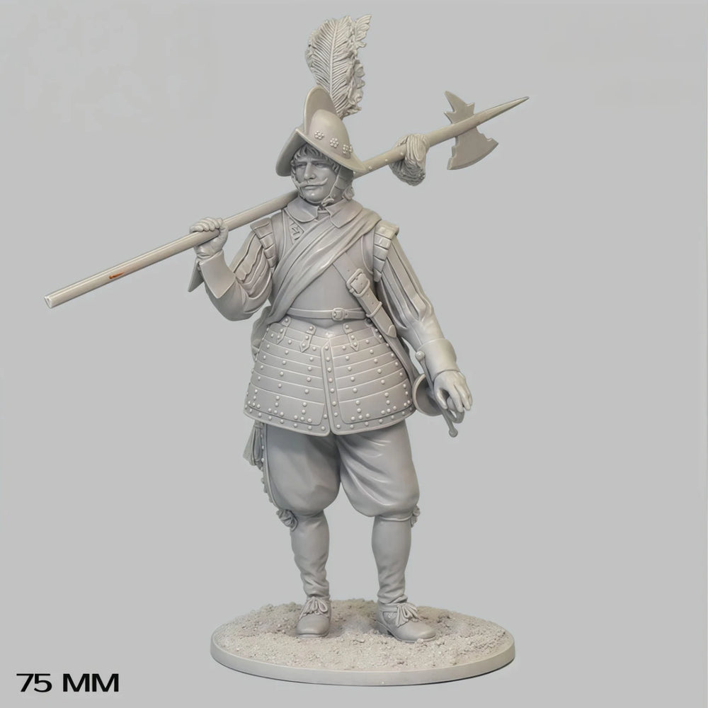 75mm Medieval Renaissance Landsknecht Sergeant, Resin Model Figure Kit, Unassembled and Unpainted