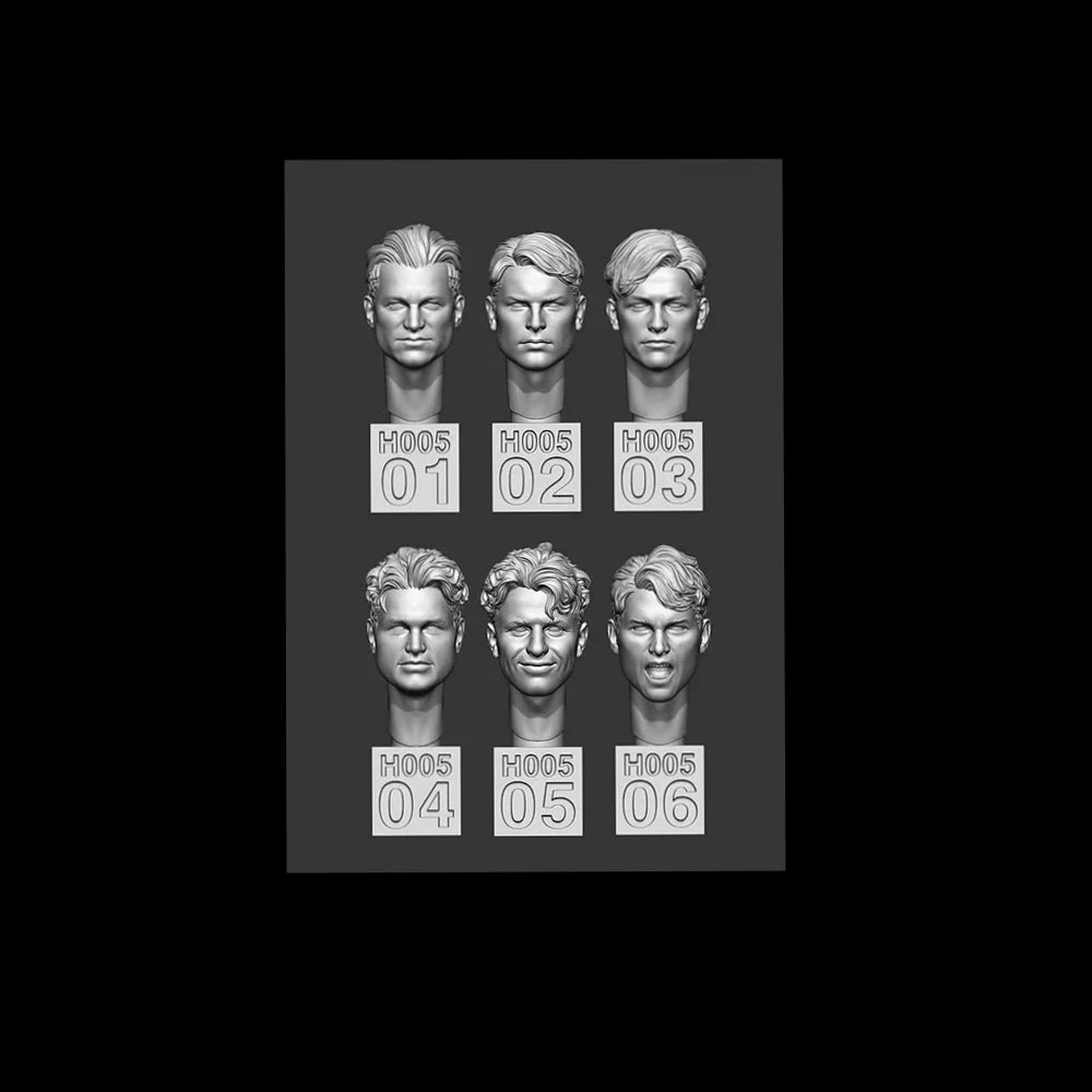 1/35 Male Character Heads, 6 Figures, Resin Model Figure Kit, Anime Theme, Unassembled and Unpainted