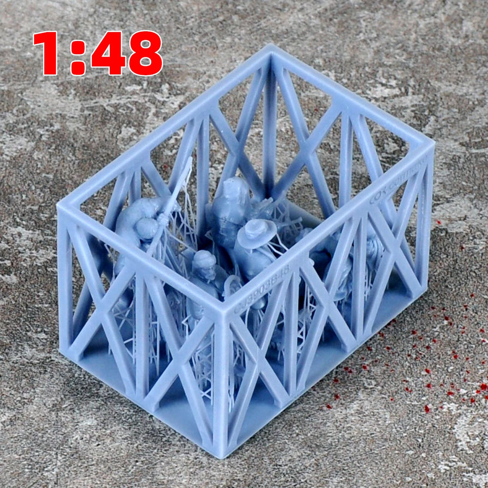 1/35 WWII German Infantry Loading Supply Crate, 12 Figures, Resin Model Figure Kit, Unassembled and Unpainted