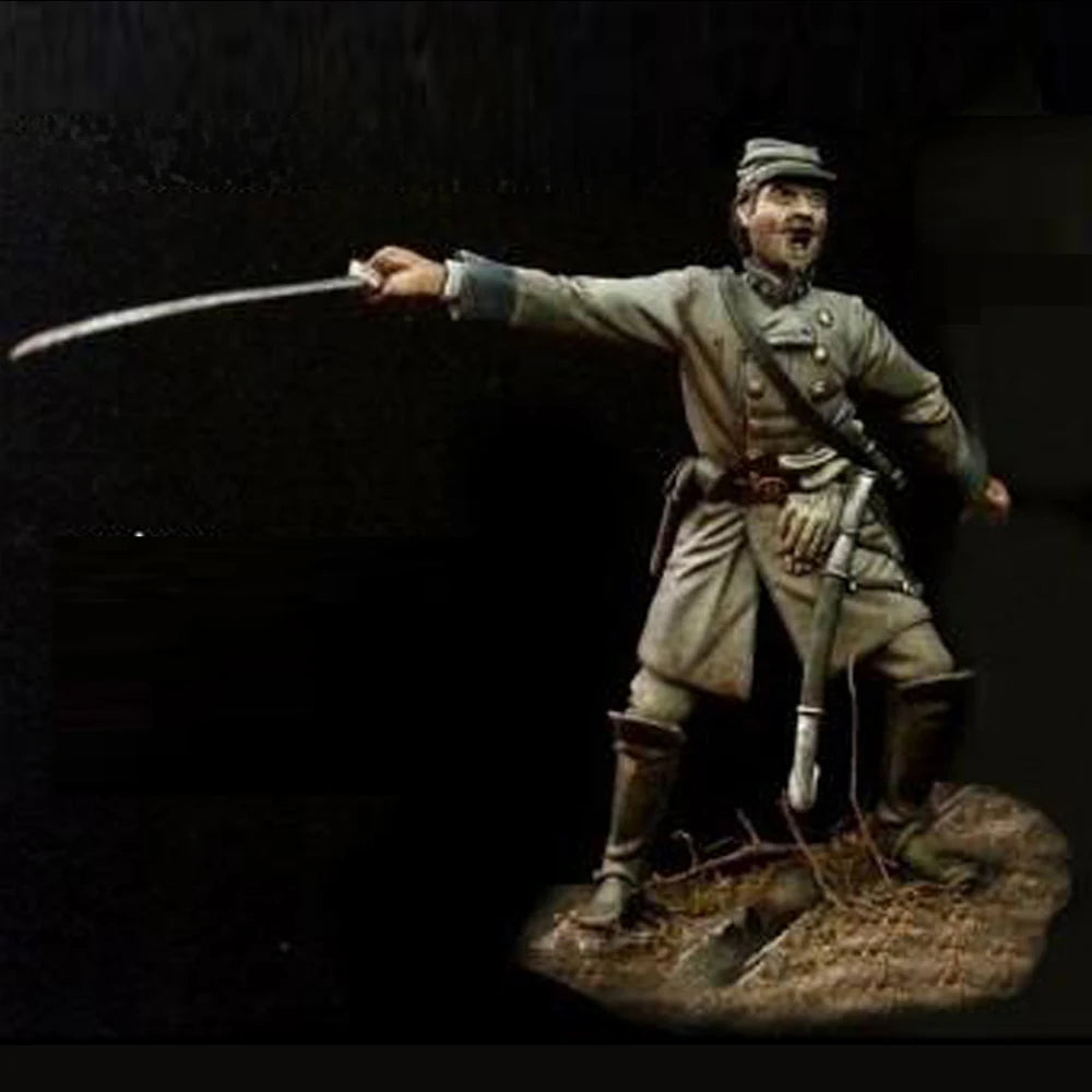 1/24 American Civil War German Infantry Charging with Bayonet, Resin Model Figure Kit, Unassembled and Unpainted