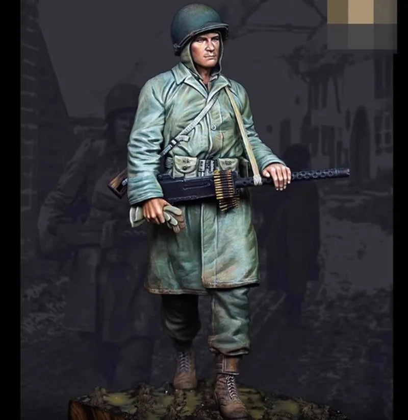 1/16 WWII American Soldier with Rifle and Bandolier, Resin Model Figure Kit, Unassembled and Unpainted