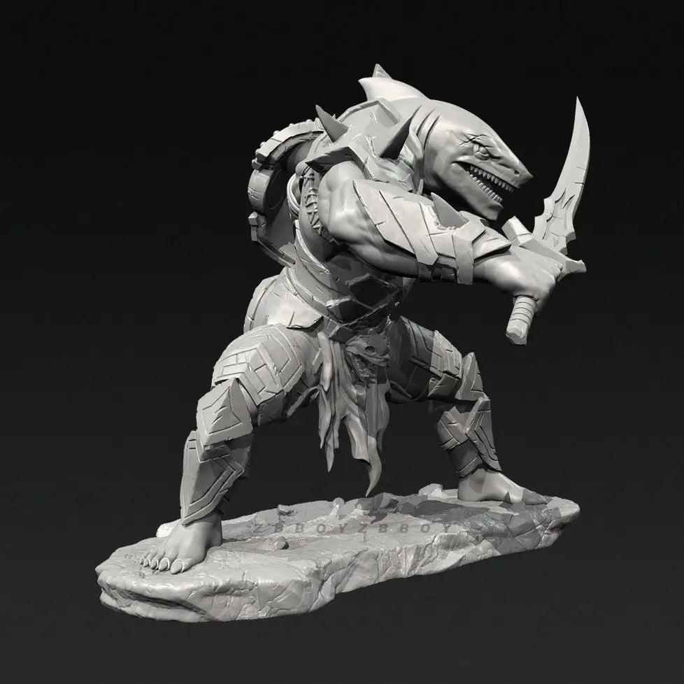 75mm Shark Monster Warrior, 5 Figures, Resin Model Figure Kit, Fantasy Theme, Unassembled and Unpainted