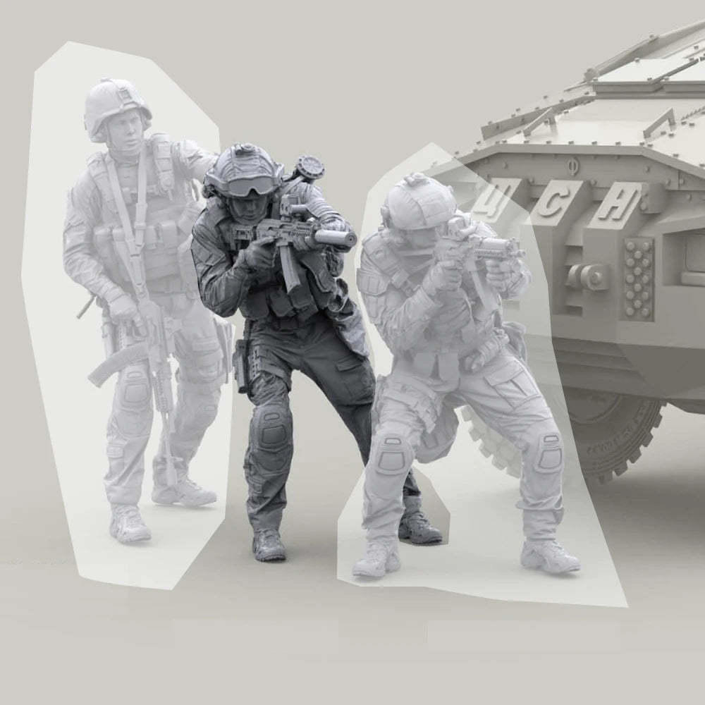 1/35 Modern Special Forces with Assault Rifles, 7 Figures, Resin Model Figure Kit, Unassembled and Unpainted