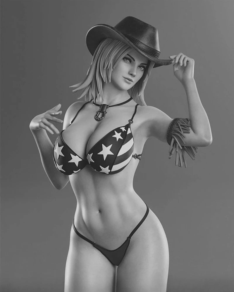 75mm Bikini Cowgirl Pinup, Resin Model Figure Kit, Unassembled and Unpainted