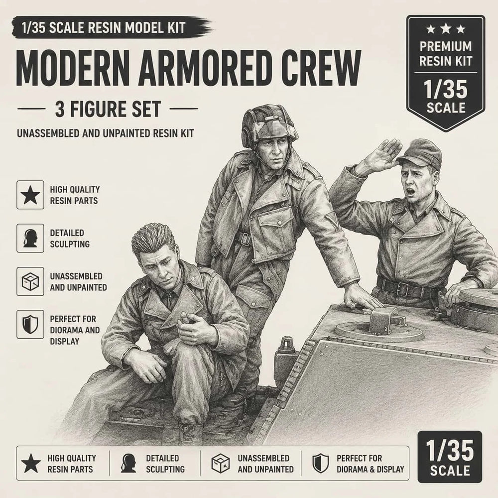 1/35 Modern Armored Crew, 3 Figures, Resin Model Figure Kit, Unassembled and Unpainted
