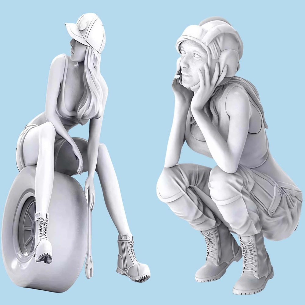 1/20 Female, 2 Figures, Resin Model Figure Kit, Anime Theme, Unassembled and Unpainted