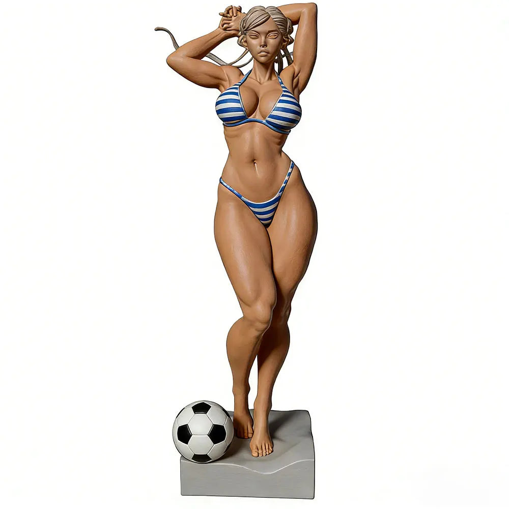 1/24 Female Pinup with Soccer Ball, Resin Model Figure Kit, Unassembled and Unpainted