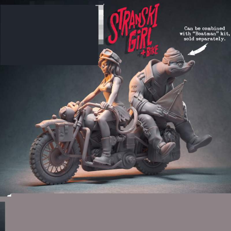 1/24 Pin-up Girl on Motorcycle, Resin Model Figure Kit, Unassembled and Unpainted