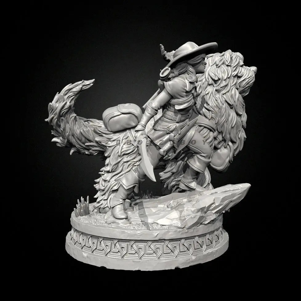 75mm Archer with Hunting Hound, 2 Figures, Resin Model Figure Kit, Fantasy Theme, Unassembled and Unpainted