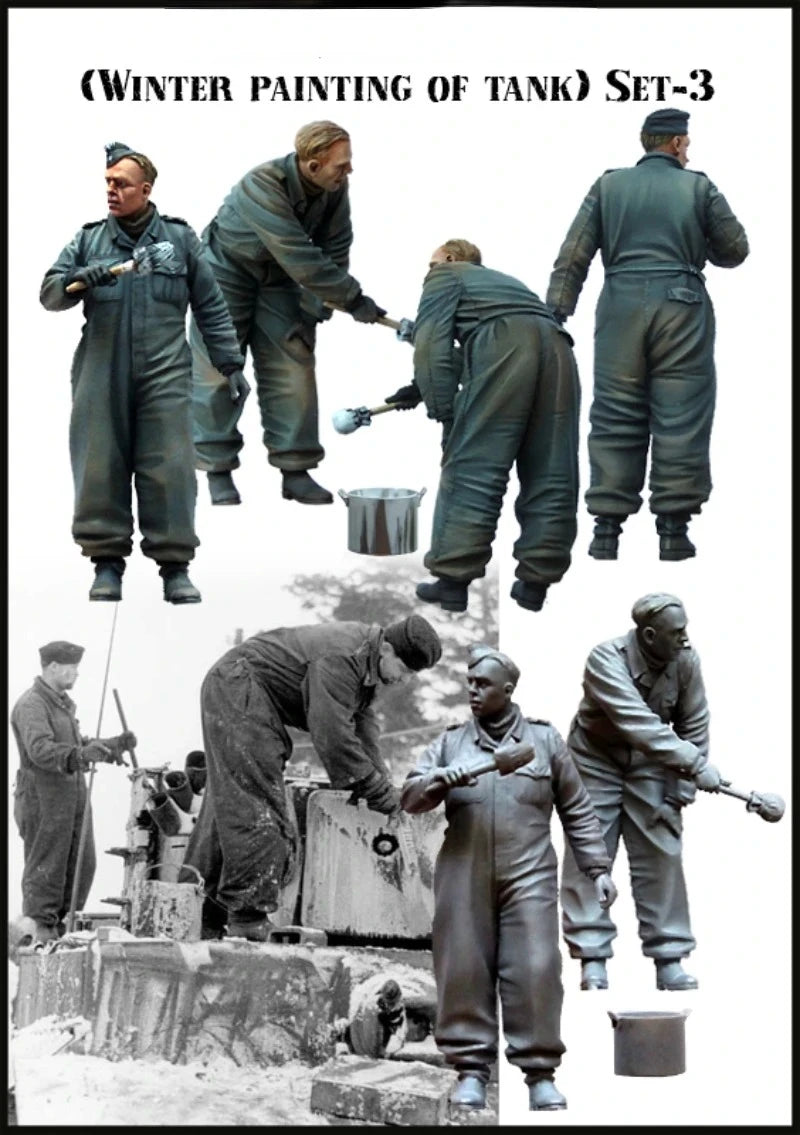 1/35 WWII Soviet Tank Crew Winter Scene, 6 Figures, Resin Model Figure Kit, Unassembled and Unpainted
