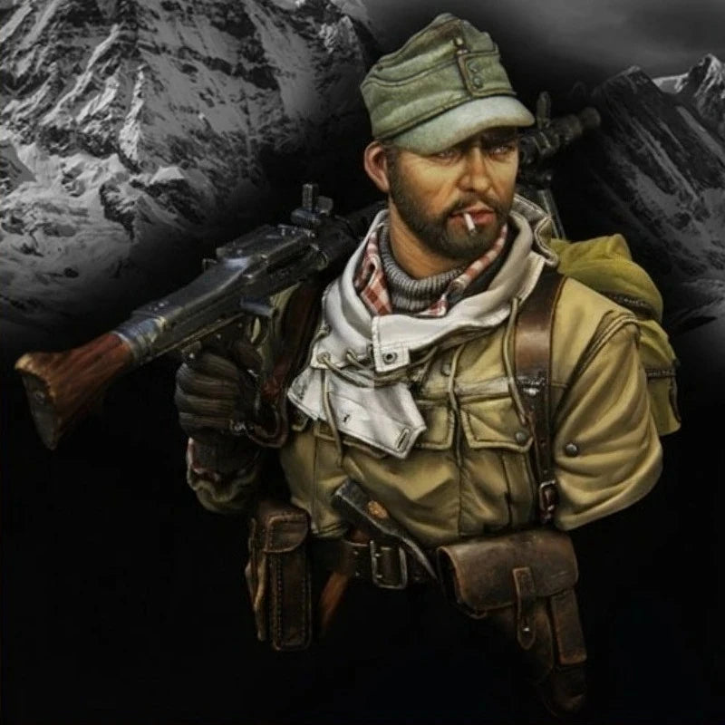 1/10 WWII German Army Mountain Hunter, Resin Model Bust Kit, Unassembled and Unpainted