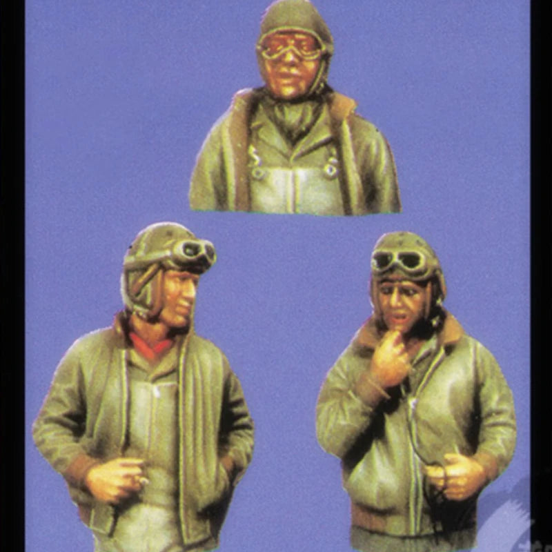 1/35 WWII American Pilots in Flight Jackets, 3 Figures, Resin Model Figure Kit, Unassembled and Unpainted