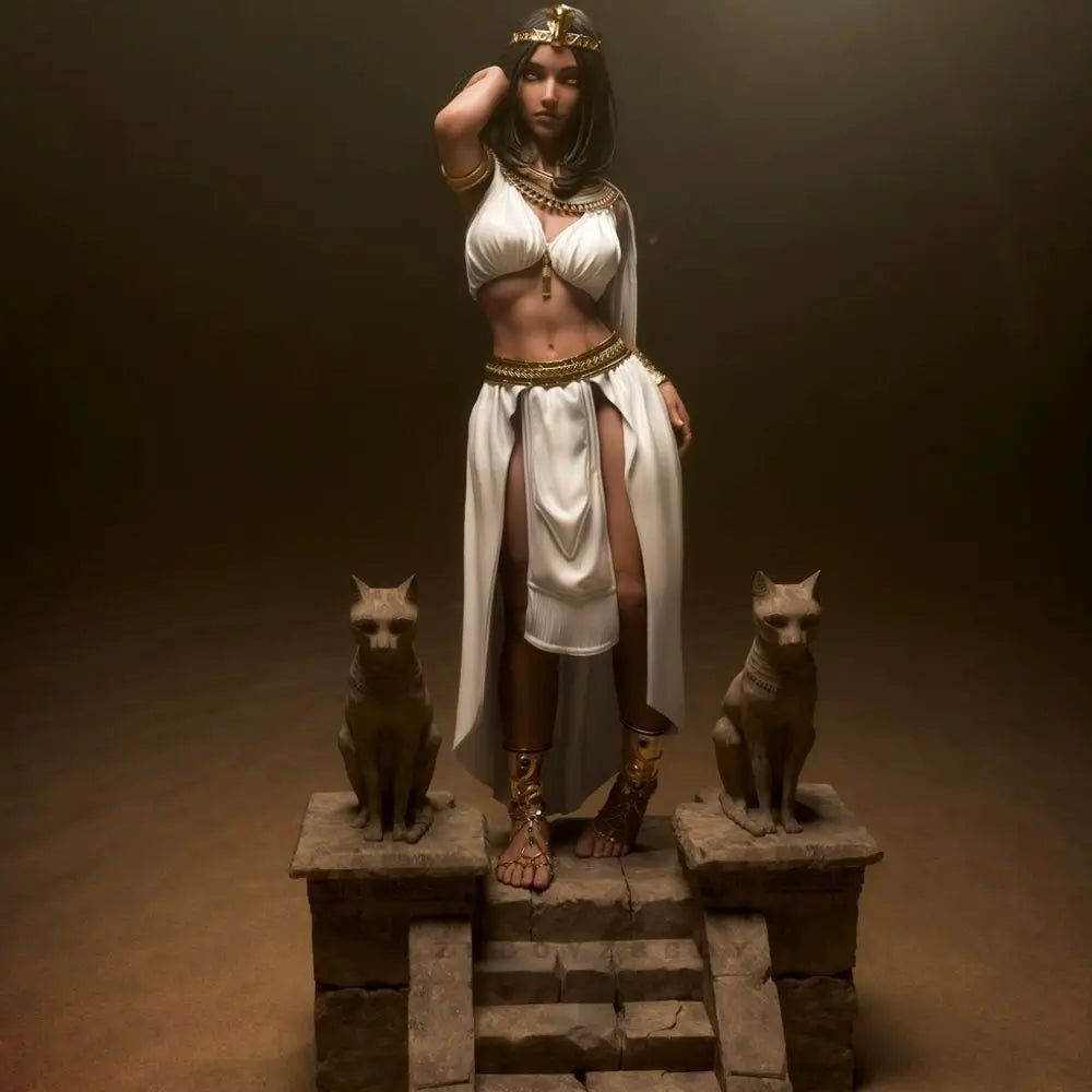 75mm Ancient Egypt Cleopatra Queen with Attendants, Resin Model Figure Kit, Unassembled and Unpainted