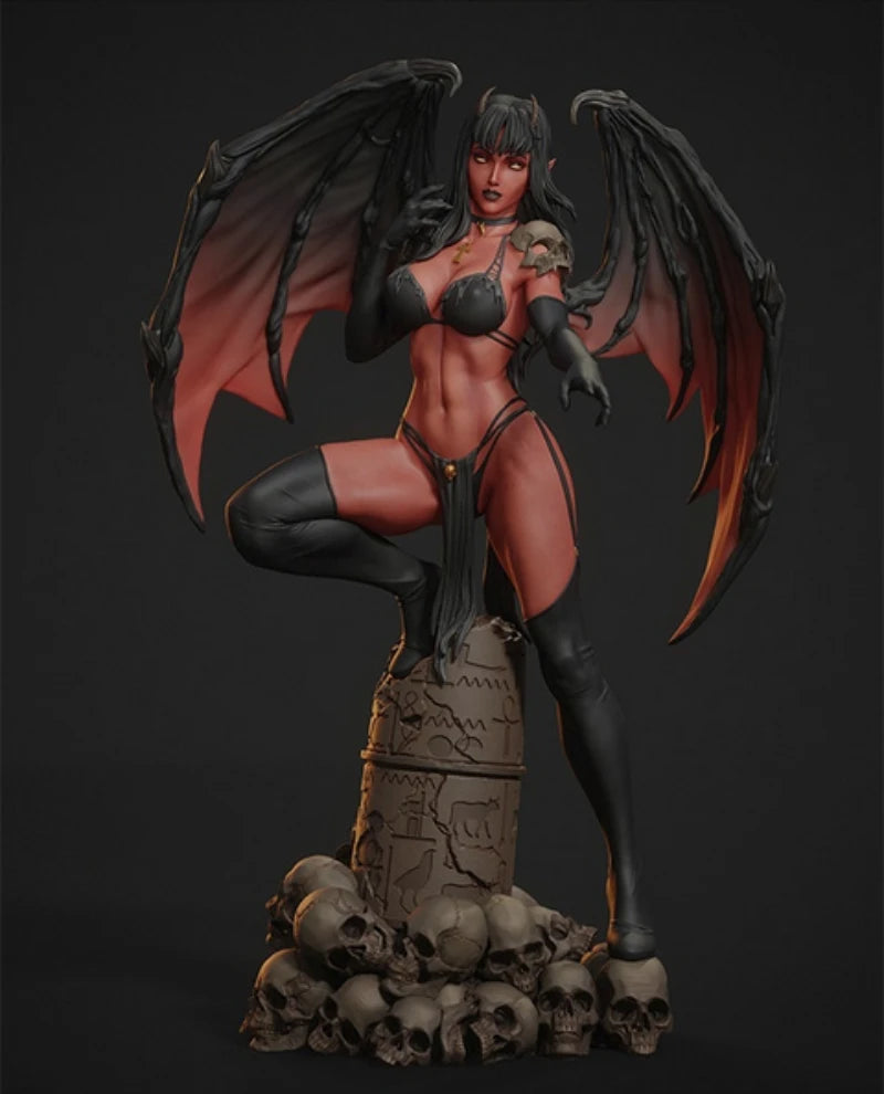 1/24 Red Succubus with Bat Wings, Resin Model Figure Kit, Fantasy Theme, Unassembled and Unpainted